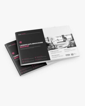 Mockup de folheto horizontal editável PSD – brochure mockup para apresentação gráfica