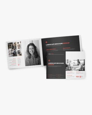 Mockup de folheto horizontal editável PSD – brochure mockup para apresentação gráfica