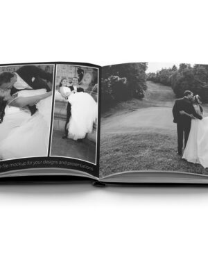 Mockup Álbum Fotográfico Aberto Superfície Lisa - Vista Frontal Mockup Mockups de Objetos para Download