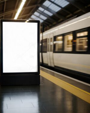 Mockup Billboard Plataforma Metrô - Mockup PSD Mockups de Publicidade Editável