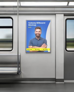 Mockup Anúncio Painel Metrô - Vista Frontal Mockup Mockups de Publicidade para Download