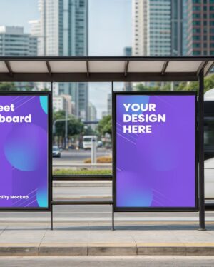 Mockup Anúncio Painel Abrigo Ônibus - Vista Frontal Mockup Mockups de Publicidade para Download