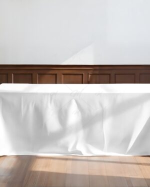 Mockup Toalha Mesa Ambiente Madeira - Mockup PSD Mockups de Publicidade Editável