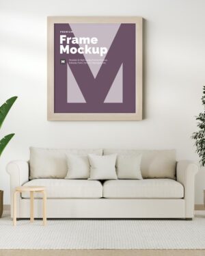Mockup Quadro Parede Sala Residencial - Vista Frontal Mockup Mockups de Publicidade para Download