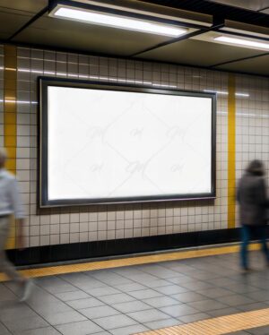 Mockup Painel Publicitário Estação Metrô Profissional - Mockup PSD Mockups de Publicidade Editável