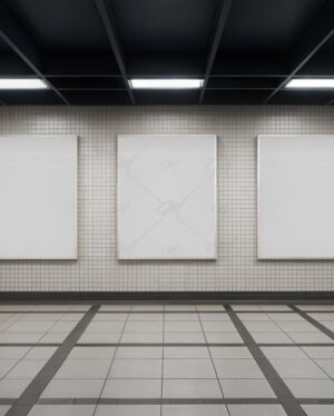 Mockup Poster Publicitário Estação Metrô - Mockup PSD Mockups de Publicidade Editável