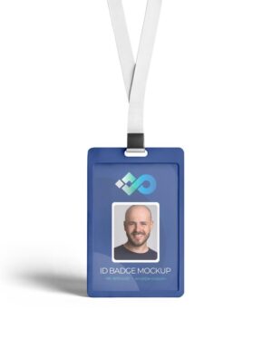 Mockup Crachá Cordão Evento Neutro - Vista Frontal Mockup Mockups de Objetos para Download