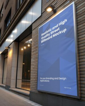 Mockup Painel Publicitário Fachada Urbana - Vista Frontal Mockup Mockups de Publicidade para Download