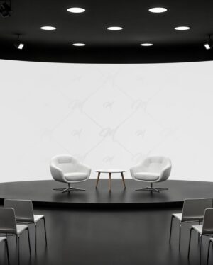 Mockup Entrevista Palco Conferência - Mockup PSD Mockups de Publicidade Editável