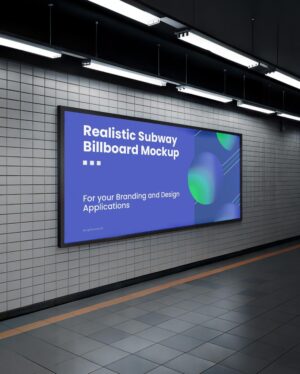 Mockup Anúncio Estação Metrô - Vista Frontal Mockup Mockups de Publicidade para Download