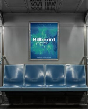 Mockup Anúncio Painel Vagão Metrô 962 - Vista Frontal Mockup Mockups de Publicidade para Download
