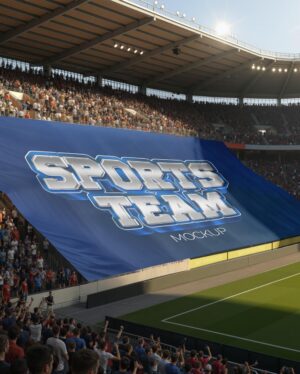 Mockup Banner Estádio Futebol - Vista Frontal Mockup Mockups de Publicidade para Download