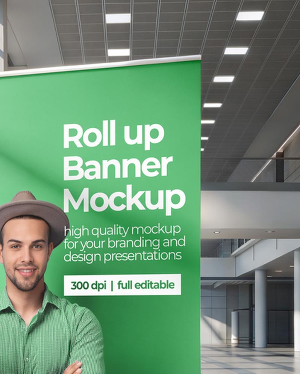 Mockup Banner Rollup Escritório Moderno Apresentação Design Mockup Banner Rollup Escritório Moderno - Apresentação de Design Mockups de Publicidade PSD