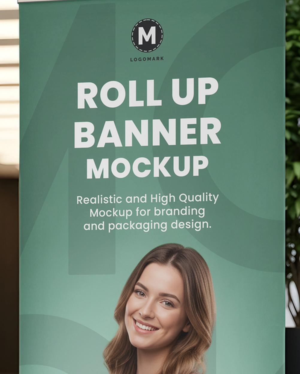 Mockup Banner Rollup Hall Escritório Apresentação Design Mockup Banner Rollup Hall Escritório - Apresentação de Design Mockups de Publicidade PSD