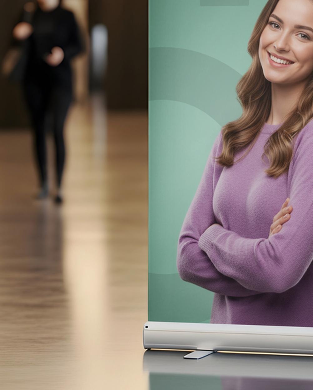 Mockup Banner Rollup Hall Escritório Perspectiva PSD Mockup Banner Rollup Hall Escritório - Perspectiva Mockup Mockups de Publicidade Download