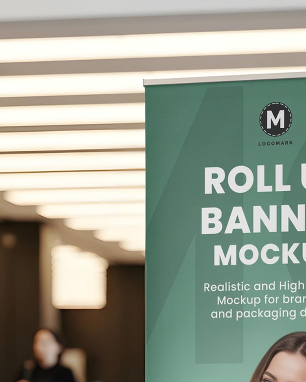 Mockup Banner Rollup Hall Escritório Preview Alta Resolução Mockup Banner Rollup Hall Escritório - Preview em Alta Resolução Mockup Mockups de Publicidade