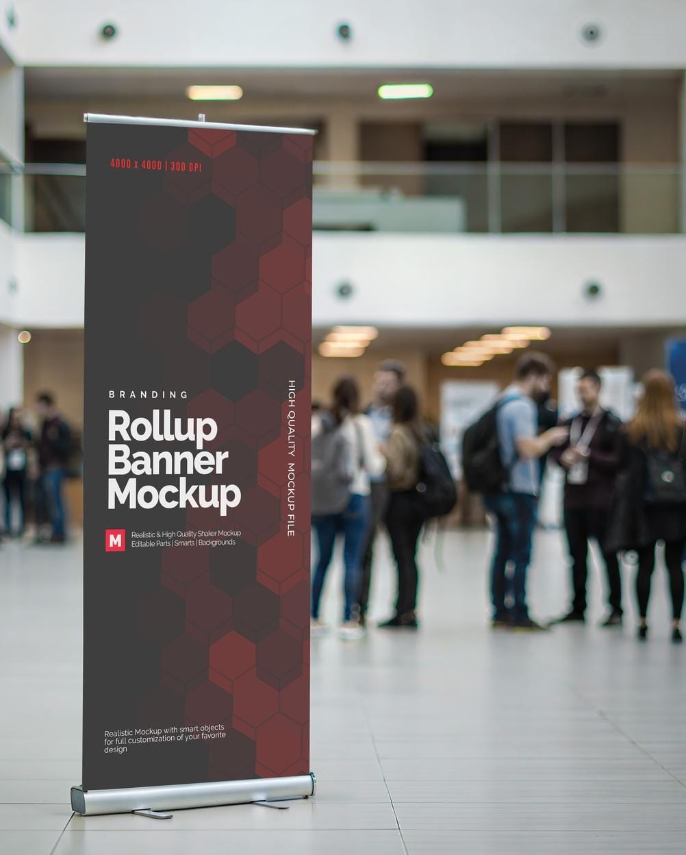 Mockup Banner Rollup Saguão Conferência Vista Frontal PSD Mockup Banner Rollup Saguão Conferência - Vista Frontal Mockup Mockups de Publicidade para Download