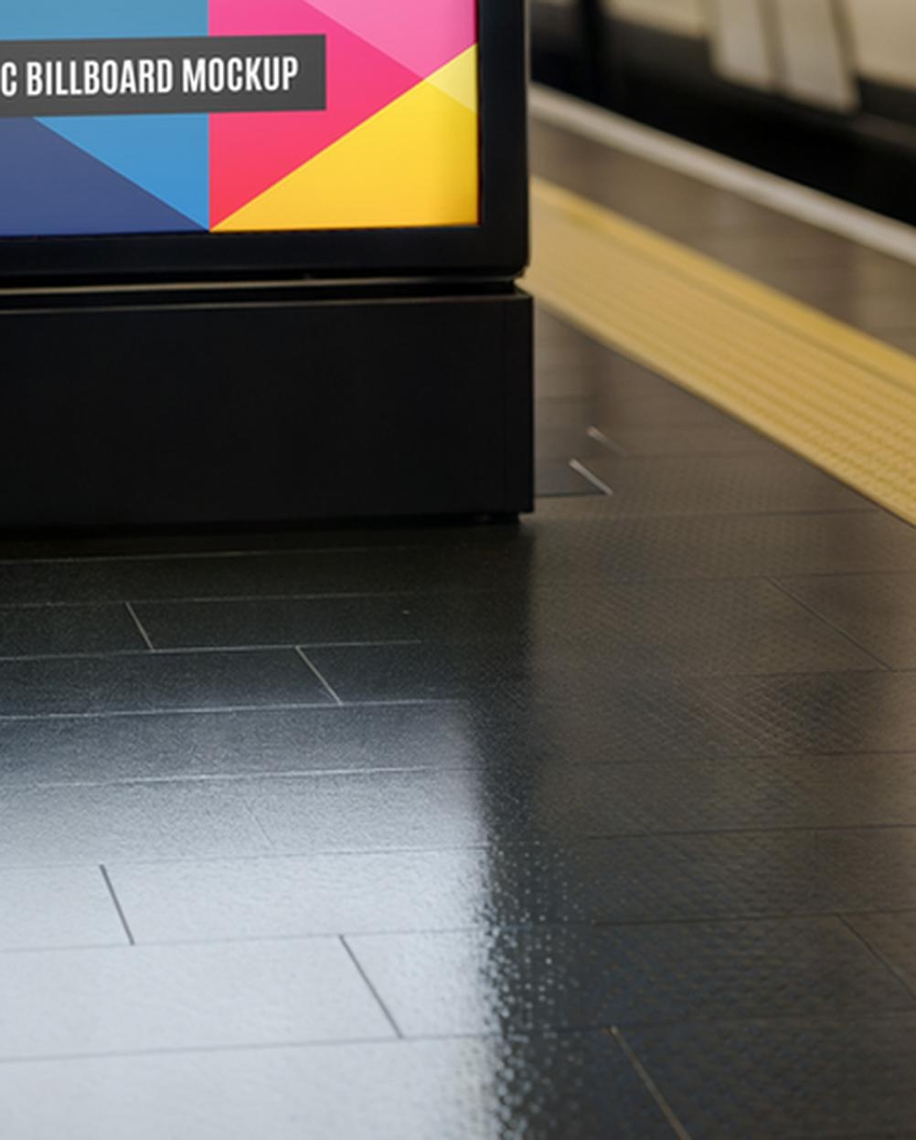 Mockup Billboard Plataforma Metrô Perspectiva PSD Mockup Billboard Plataforma Metrô - Perspectiva Mockup Mockups de Publicidade Download