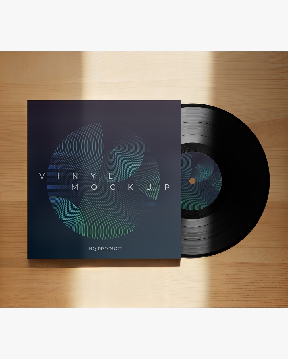 Mockup Capa Vinil Mesa Madeira Detalhe Realista Mockup Capa Vinil Mesa Madeira - Detalhe Realista Mockups de Objetos Mockup Profissional