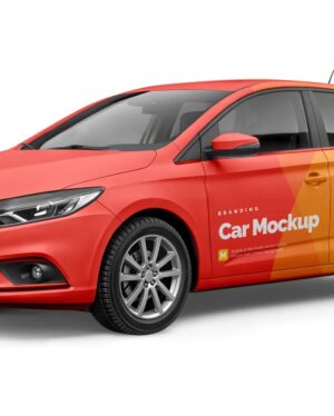 Mockup Carro Publicitário Estúdio - Vista Frontal Mockup Mockups de Veículos para Download