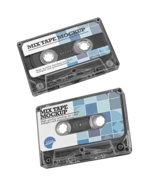 Mockup Cassete Superfície Neutra - Vista Frontal Mockup Mockups de Objetos para Download