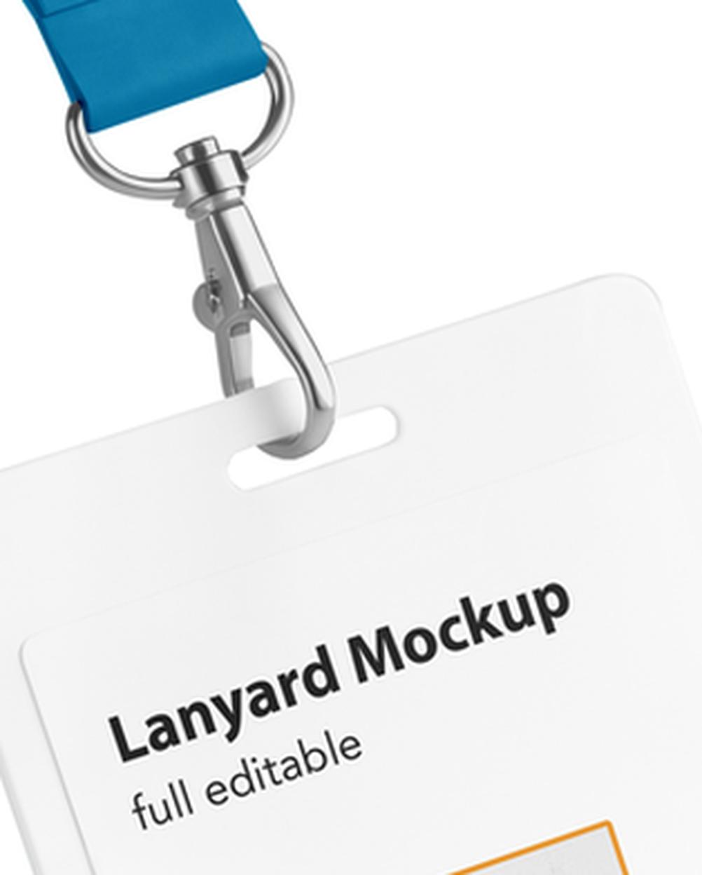 Mockup Crachá Cordão Superfície Lisa Detalhe Realista Mockup Mockup Identificação Pendurada Lisa PSD – detalhe 4