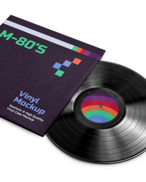 Mockup Disco Vinil Superfície Lisa - Vista Frontal Mockup Mockups de Objetos para Download