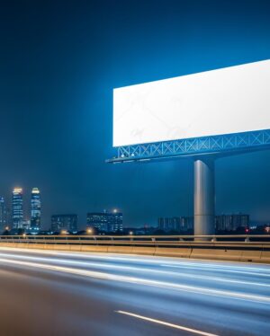 Mockup Outdoor Estrada Noturna - Mockup PSD Mockups de Publicidade Editável