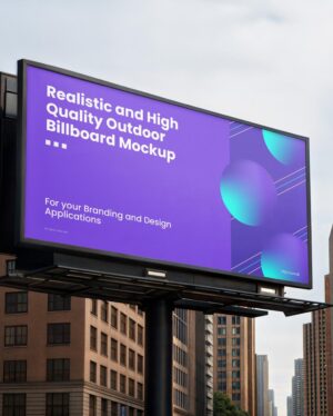 Mockup Outdoor Publicitário Rua Urbana Profissional - Vista Frontal Mockup Mockups de Publicidade para Download