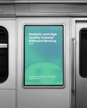 Mockup Painel Anúncio Interior Metrô - Vista Frontal Mockup Mockups de Publicidade para Download