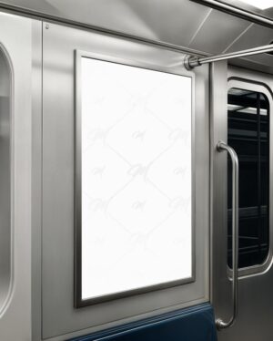 Mockup Painel Anúncio Vagão Metrô Premium - Mockup PSD Mockups de Publicidade Editável