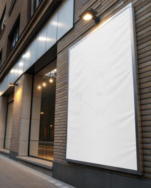 Mockup Painel Publicitário Fachada Urbana - Mockup PSD Mockups de Publicidade Editável