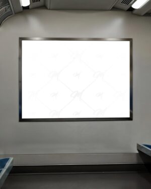 Mockup Painel Publicitário Interior Metrô - Mockup PSD Mockups de Publicidade Editável