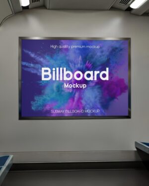 Mockup Painel Publicitário Interior Metrô - Vista Frontal Mockup Mockups de Publicidade para Download