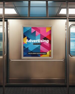Mockup Painel Publicitário Metrô - Vista Frontal Mockup Mockups de Publicidade para Download