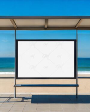 Mockup Painel Publicitário Praia - Mockup PSD Mockups de Publicidade Editável