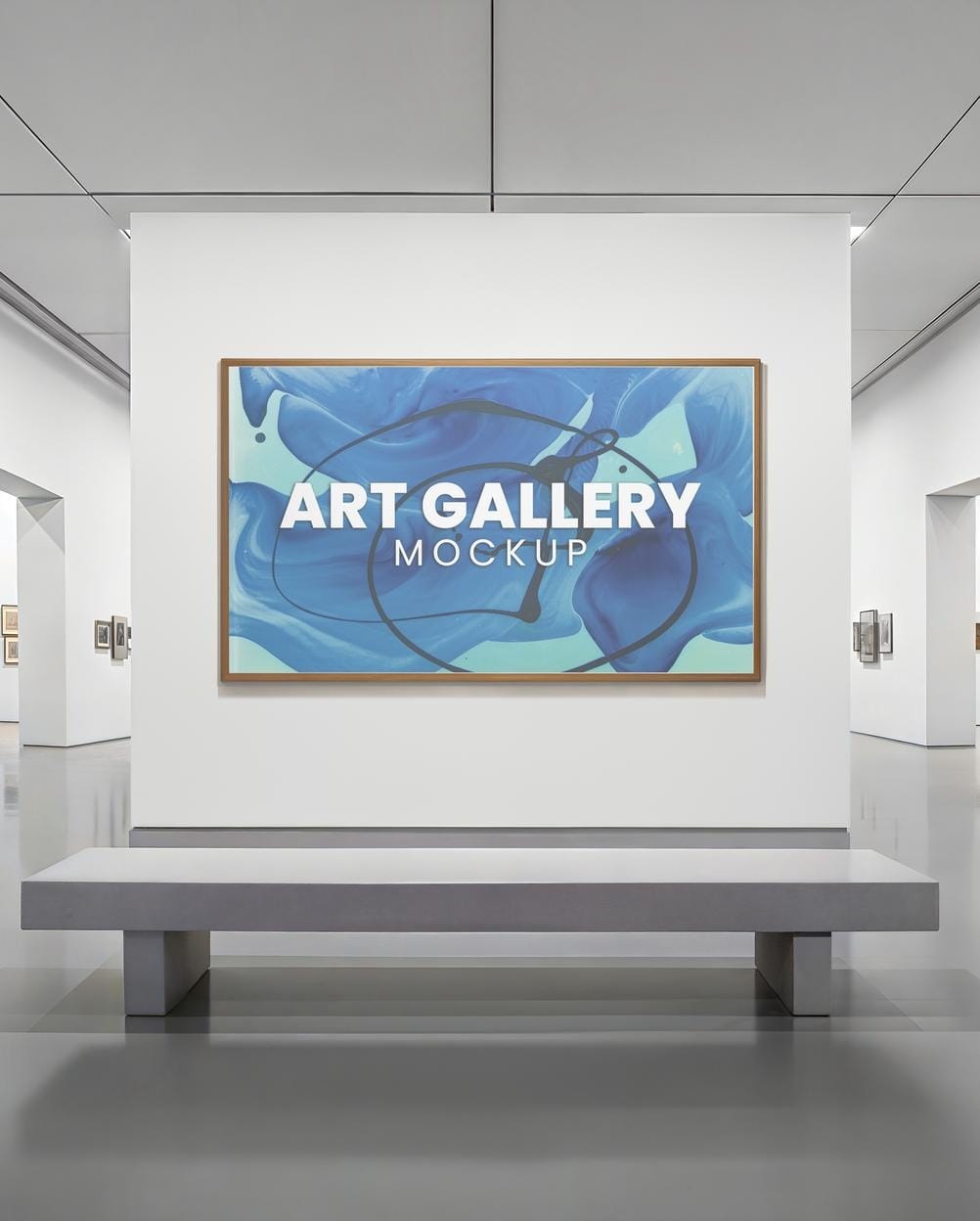 Mockup Quadro Galeria Moderna Vista Frontal PSD Mockup Quadro Galeria Moderna - Vista Frontal Mockup Mockups de Publicidade para Download