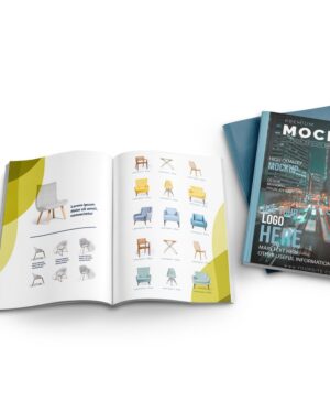 Mockup Revista Aberta Ambiente Neutro - Mockup PSD Mockups de Objetos Editável