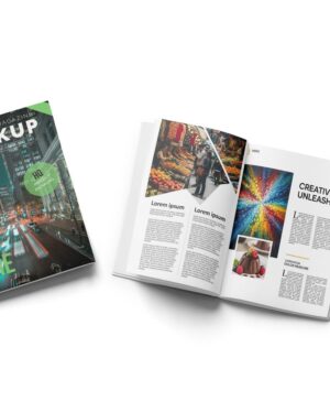 Mockup Revista Aberta Mesa Neutra - Vista Frontal Mockup Mockups de Objetos para Download