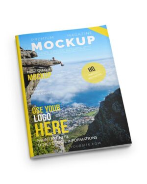 Mockup Revista Fechada Superfície Neutra - Vista Frontal Mockup Mockups de Publicidade para Download
