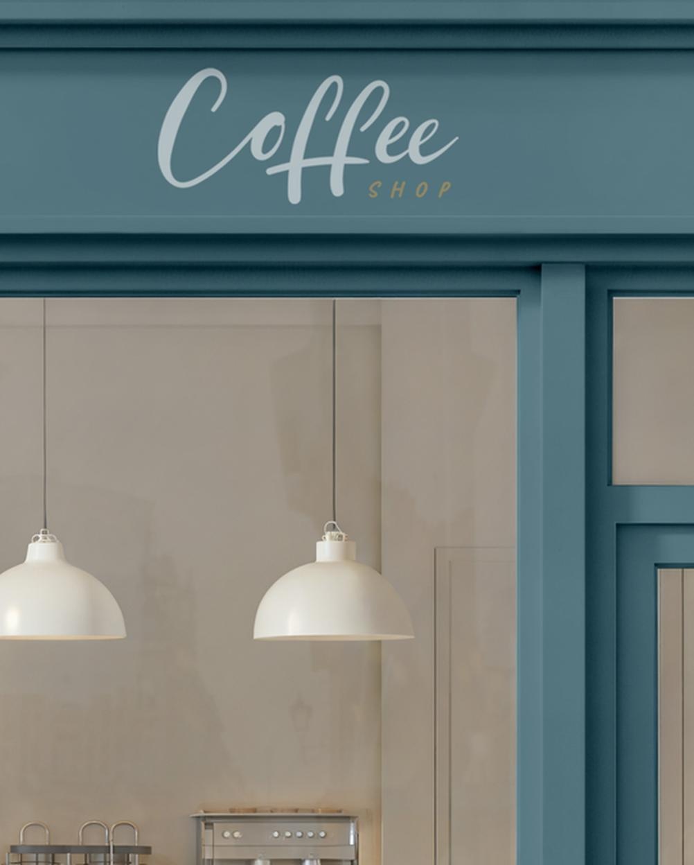Mockup Vitrine Loja Café Rua Perspectiva PSD Mockup Vitrine Loja Café Rua - Perspectiva Mockup Mockups de Objetos Download